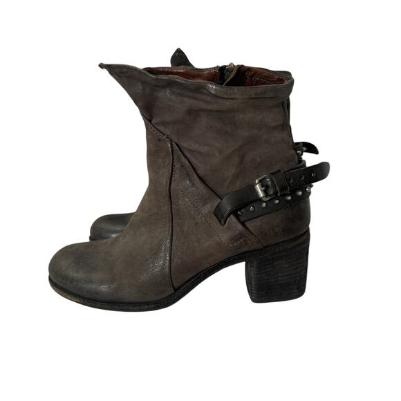Gray A.S.98 Gray Distressed Heeled Ankle Boots 39 US 8,5 - Picture 9 of 9